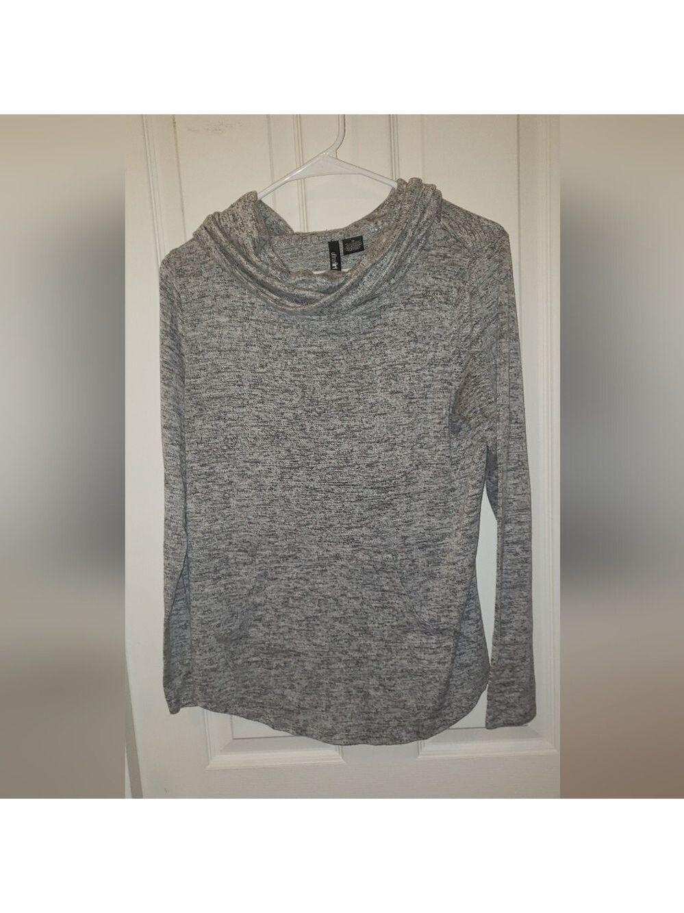 Ultra Flirt Gray Long Sleeve Folded Neck Shirt